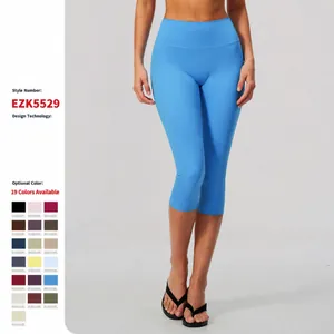 Women High Waist Yoga Capris Brushed Tight Fitness Leggings Tummy Control Running Gym Sportswear Capri Pants