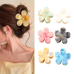 Pince à Cheveux Fleur de Marbre Dégradé Résine Pince Requin Grand Style Fée Accessoire Cheveux pour Femme Élégante