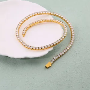 Collar de Tenis de Acero Inoxidable 316 de Moda para Hombres Mujeres Unisex Circonia Incrustada Cadena Pulida Joyería de Fiesta Regalo