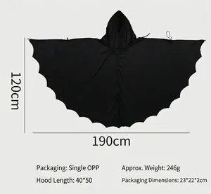 Tableau des tailles détaillé pour le costume de cape de chauve-souris d'Halloween
