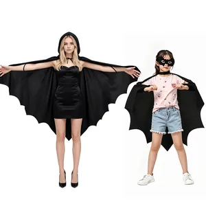 Cape Et Masque D'Aile De Chauve-Souris Noire Costume En Polyester Pour Enfants Halloween Cosplay Style Super-Héros