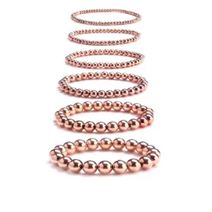 Vista dettagliata di bracciali a sfere in acciaio inossidabile oro rosa, varie misure