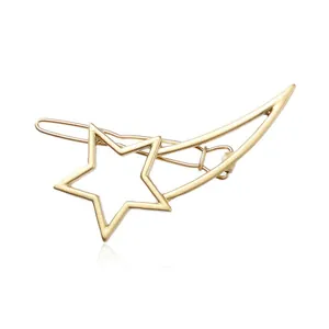Barrette en Alliage Électroplaqué en Forme d'Étoile Météore Ajourée pour Femme Accessoire de Cheveux Minimaliste Élégant