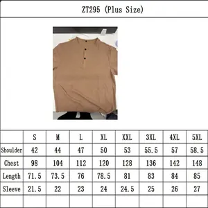 Tableau des tailles détaillé pour chemise Henley côtelée kaki homme, tailles S à 5XL
