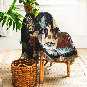 Coperta Jacquard Bohemien Mano Occhio Mistico Poliestere Cotone Etnico Nappe Tappetino Picnic Copridivano Arazzo Campeggio