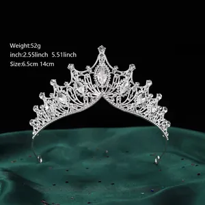 Luxus Legierung Strass Brautkrone Barockstil Marquise Kristall Tiara Für Hochzeit Party Kleid Accessoires Damen Schmuck