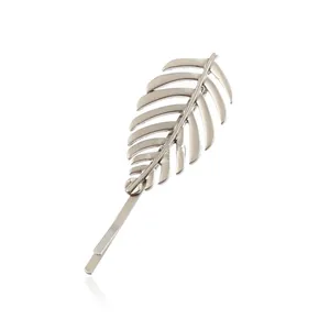 Élégante barrette à cheveux en forme de feuille d'argent en alliage de zinc gravé