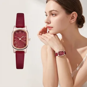 GEDI Women Quartz Watch Retro Oval Dial Leather Strap Waterproof Elegant Roman Numerals Casual Ladies Wristwatch