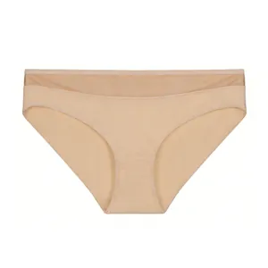 Nahtlose, atmungsaktive Damen-Slips aus Netzgewebe, niedrige Taille, beige