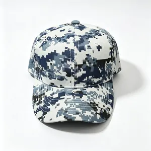 Casquette de baseball camouflage numérique bleue et blanche pour protection solaire