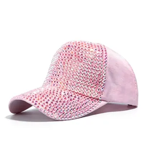 Berretto da Baseball in Cotone di Moda Donna Uomo con Strass Scintillanti Intarsiati Cappello a Becco d'Anatra Traspirante per Viaggio All'aperto