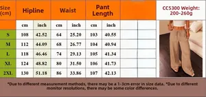 Tableau des tailles pour pantalon large décontracté texturé en cm et pouces