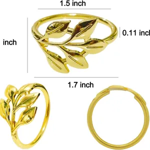 Gold leaf napkin rings for wedding table décor with 1.7 inch dimensions