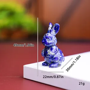 Figurine de lapin en résine bleue pour décoration de bureau avec dimensions détaillées