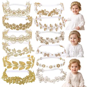 Bandeau à Fleurs en Broderie de Dentelle pour Nourrisson Cœur Creux Marguerite Nœud Serre-tête Élastique Bébé Fille Accessoires Cheveux Fête