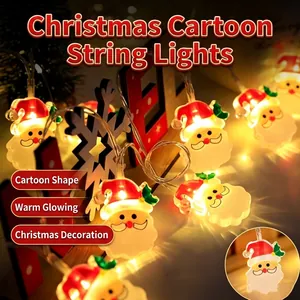 LED Christmas String Lights Santa Claus Snowman Christmas Tree Shapes Warm White Battery USB Powered Plastic Indoor Holiday