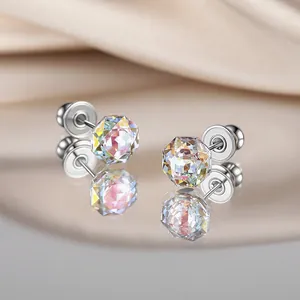 Elegante Aurora Geometrische Zirkonia Oorknopjes Voor Vrouwen Veelzijdige Koperen Gegalvaniseerde Mode Woon-werkverkeer Dagelijkse Sieraden Accessoire