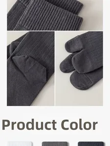 Detailed views of the split-toe design and ribbed cuffs of these men's cotton socks