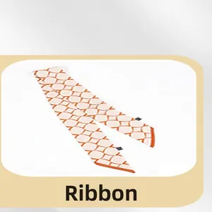 Detail view of the elegant geometric pattern silk-like ribbon scarf for eye mask set