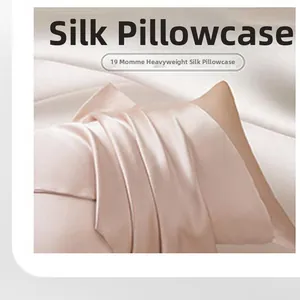 Luxury 19 Momme heavyweight pure silk pillowcase in elegant champagne pink finish