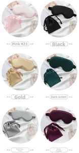 Silk-like sleep eye mask set with matching drawstring bags in six vibrant colors