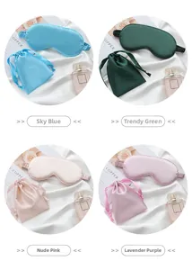 Four-color silk-like sleep eye mask and matching pouch set for deep relaxation and shading.