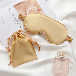 Satin Sleeping Eye Mask Pouch Set Block Out Light Travel Eye Mask With Portable Storage Bag For Women Men Office Nap