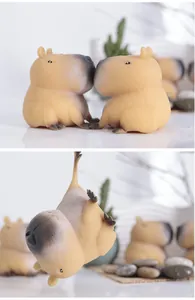 Close-up of cute capybara squishy toy showing soft texture and details