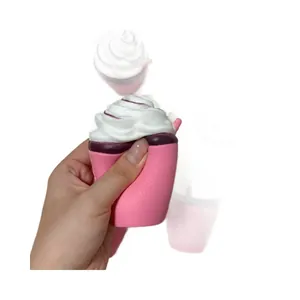 Jouet tasse à thé au lait squishy rose en mousse PU à rebond lent avec crème