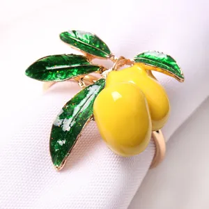 Portatovaglioli Limone Realistico Lega Smalto Supporto Per Tovaglioli Per Arredamento Tavola Matrimonio Banchetto Oro Argento