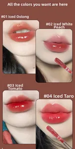 Comparison of four moisturizing mirror-effect water-light lip glaze shades on lips