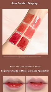 Detailed arm swatches and application results of mirror water-light lip glaze set