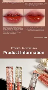 Detailed application steps and close-up of Maxfine mirror lip glaze for hydrated lips