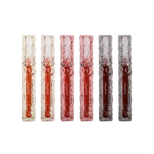 Maxfine 6-piece moisturizing mirror lip glaze set with faceted crystal tube design