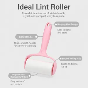 Pink tearable lint roller for efficient pet hair and dust removal from clothing