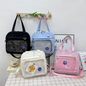 Kawaii Nylon Ita Bag Large Capacity Clear Pocket Crossbody Bag Casual Shoulder Handbag For Student Women School