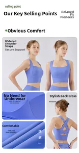 Dettagli del reggiseno sportivo incrociato da donna con spalline larghe