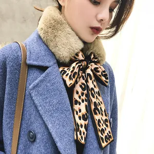 Écharpe en Fausse Fourrure Coréenne Femmes Automne Hiver Épaisse Chaude Cache-Col Nœud Léopard Écharpe en Peluche Étudiante