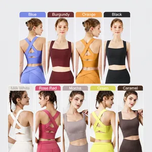 Reggiseno sportivo incrociato ad alto impatto in 9 colori per yoga, fitness e controllo