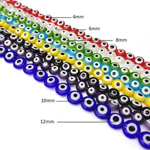 Perles en verre œil grec plates et rondes colorées de 4mm à 12mm pour la création de bijoux