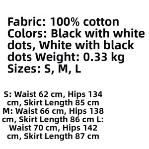 Detaillierte Größentabelle für Polka Dot Top und Rock Set mit Maßen in cm