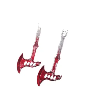 Boucles d'oreilles hache d'horreur Halloween uniques avec taches de sang réalistes