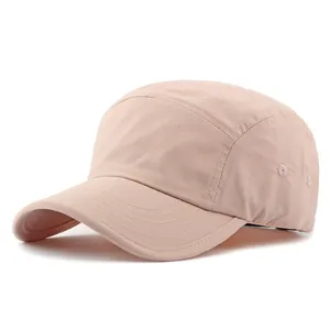 Seitenansicht einer Vintage-Baseballkappe mit 5 Panels in sanftem Rosa