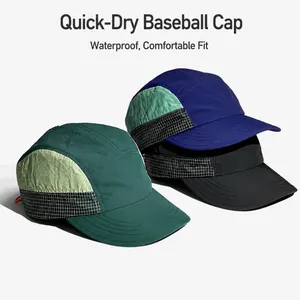 Retro 5-panel quick-dry baseball caps with water-repellent fabric for outdoor hiking