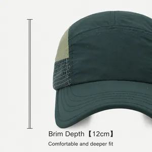Japanese style retro quick-dry patchwork 5-panel baseball cap with a 12cm depth measurement