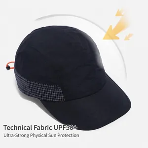 Quick-dry five-panel baseball cap with UPF50+ sun protection for outdoor hiking