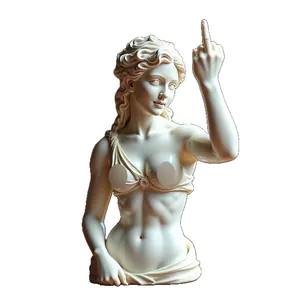 Creative middle finger goddess resin statue parody classical female sculpture for home office decor