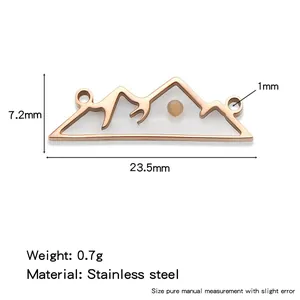 Detailed specifications for rose gold stainless steel mountain pendant with mustard seed
