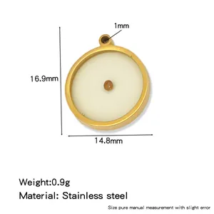Detailed dimensions and weight of gold-toned stainless steel mustard seed pendant