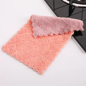 Double-sided absorbent microfiber dishcloth for kitchen cleaning with diamond pattern